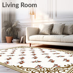 Red And Yellow Bird Folk Art Rug