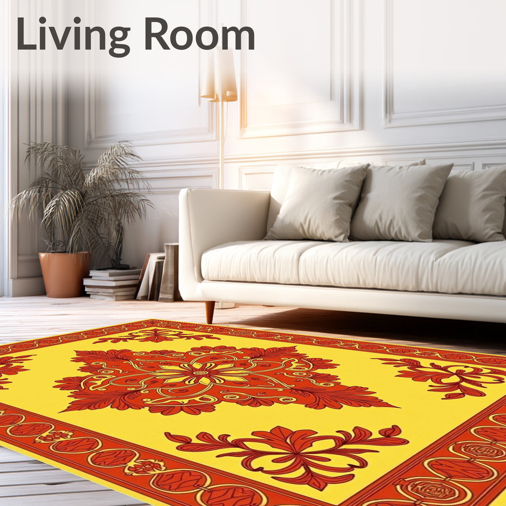 Traditional Red Crimson Floral Medallion Rug