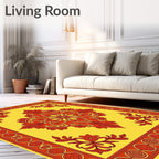 Traditional Red Crimson Floral Medallion Rug