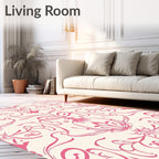 Pink Floral Scroll Damask Rug