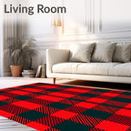 Bold Red Lumberjack Plaid Squares Rug