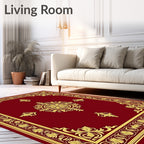 Regal Crimson Gold Floral Medallion Rug