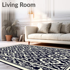 Classic Navy Ivory Organic Scroll Rug