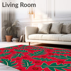 Green Leaf Red Berry Collection Rug