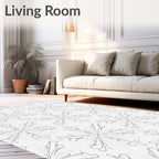 Modern Gray Snowflake Repeating Pattern Rug