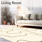 Cream and Gold Abstract Swirl Rug
