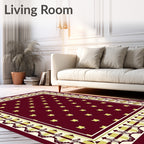 Maroon Golden Medallion Border Rug