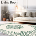 Classic Green Ornamental Scrollwork Rug