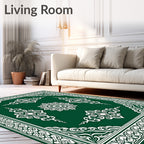 Deep Forest Green Ornate Medallion Rug