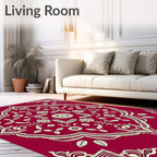 Crimson Red Floral Medallion Rug