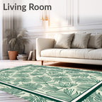 Green Tropical Foliage Border Rug