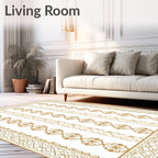 Rich Ochre Floral Garden Frame Rug