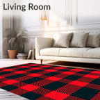 Red and Black Buffalo Check Squares Rug