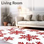 Crimson Snowflake Scatter Rug