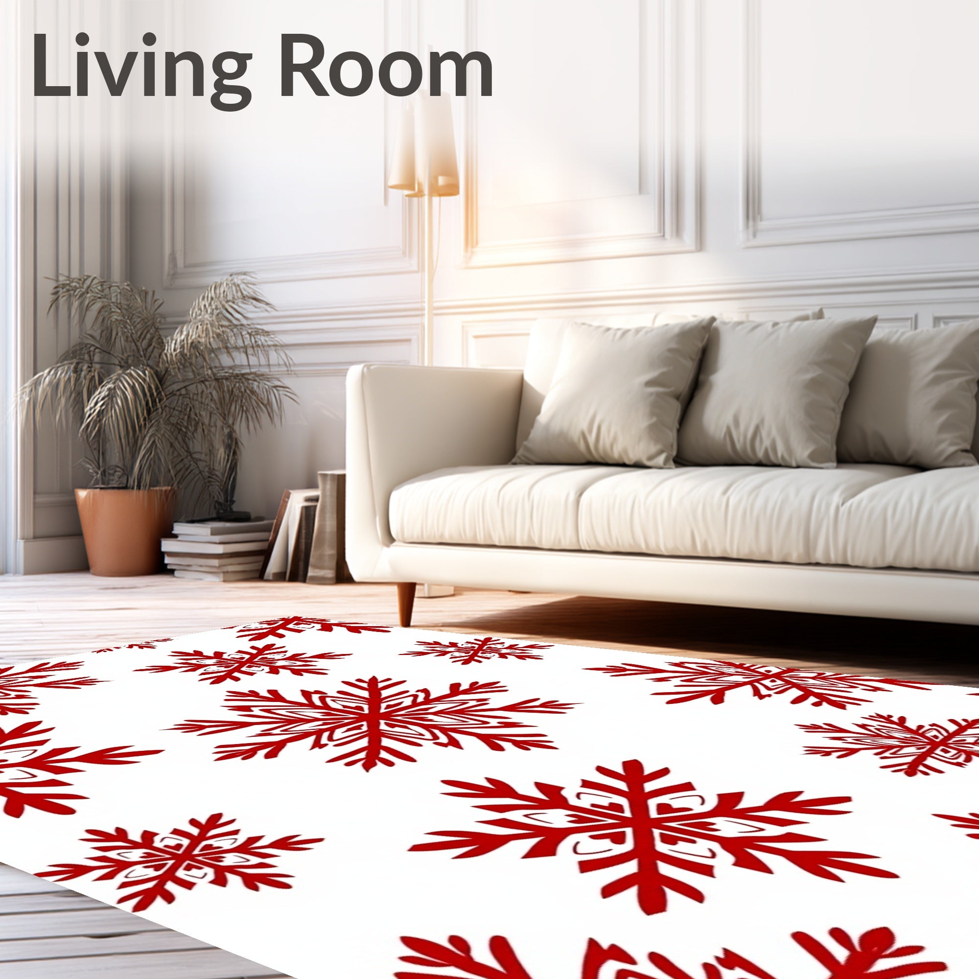 Crimson Snowflake Scatter Rug