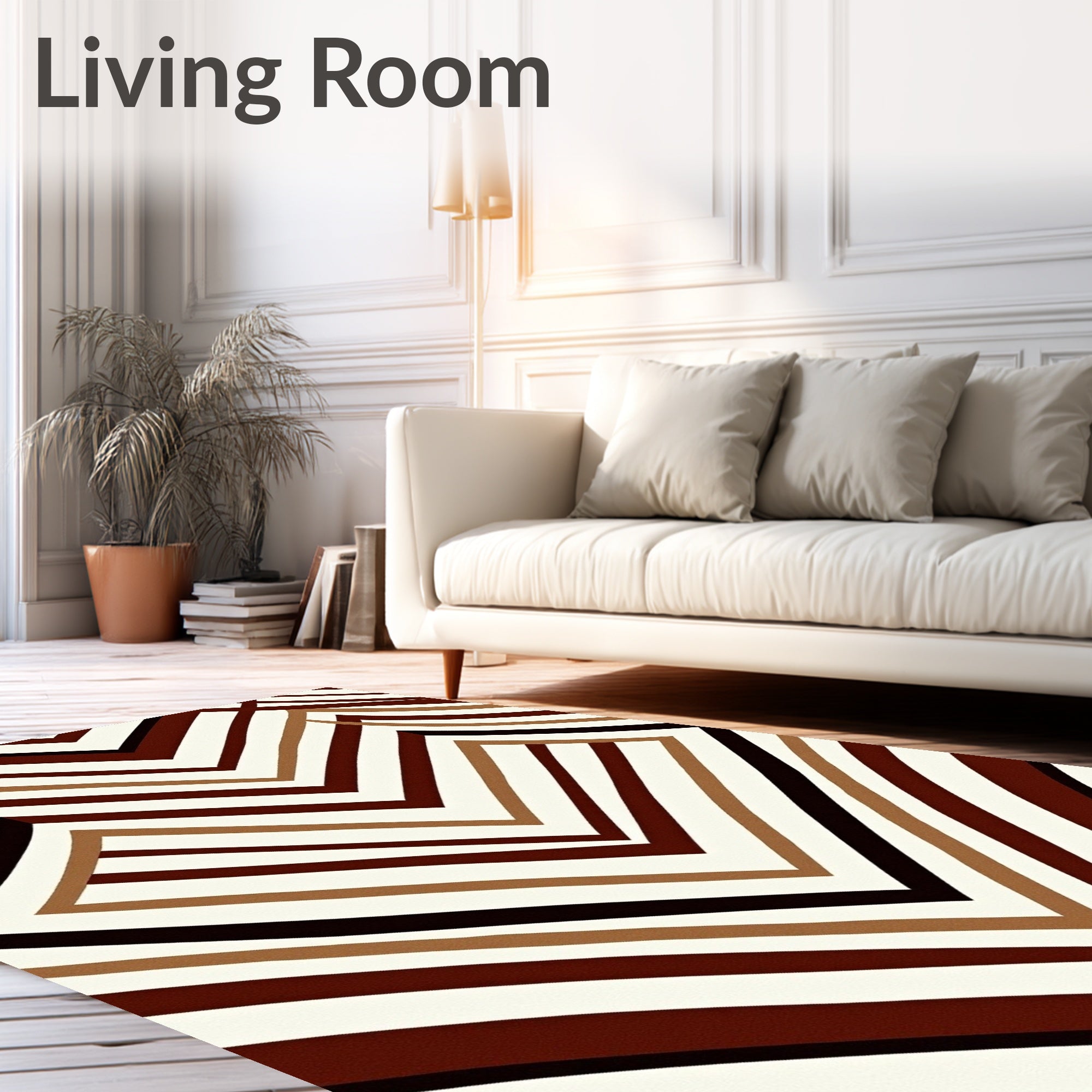 Warm Earthy Diamond Chevron Rays Rug