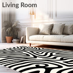 Bold Black White Animal Stripes Rug
