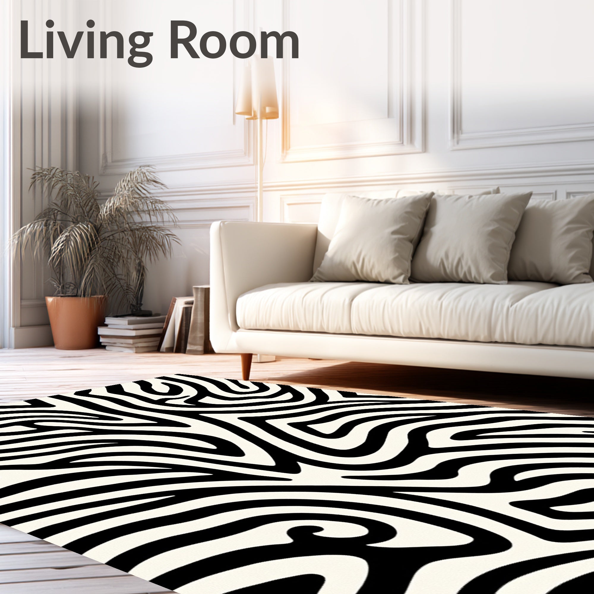 Bold Black White Animal Stripes Rug
