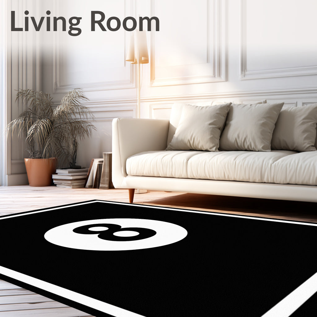Bold Black White Eight Ball Rug