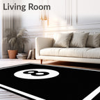 Bold Black White Eight Ball Rug