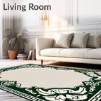 Emerald Scroll Floral Oval Frame Rug