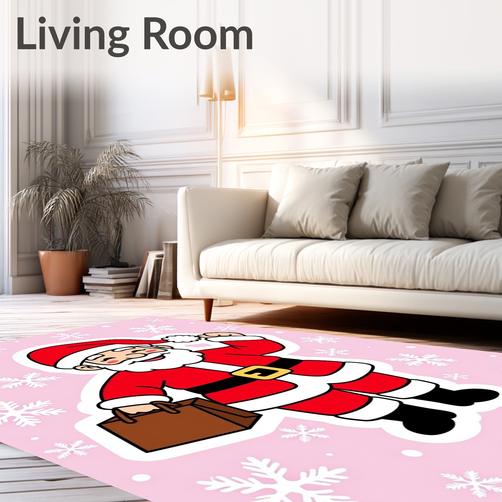 Joyful Santa Claus Winter Snowflake Rug
