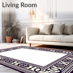 Classic Cream Dark Purple Border Rug