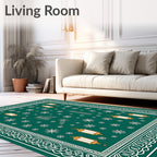 Emerald Lantern Snowflake Border Rug