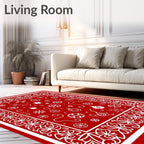 White Floral Snowflake Christmas Ornaments Rug