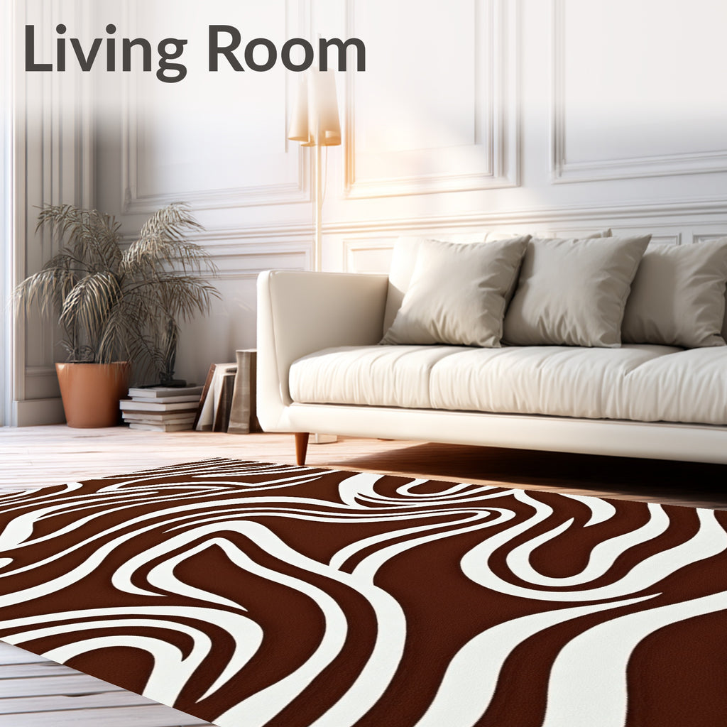 Bold Brown White Equine Swirl Rug