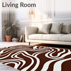 Bold Brown White Equine Swirl Rug