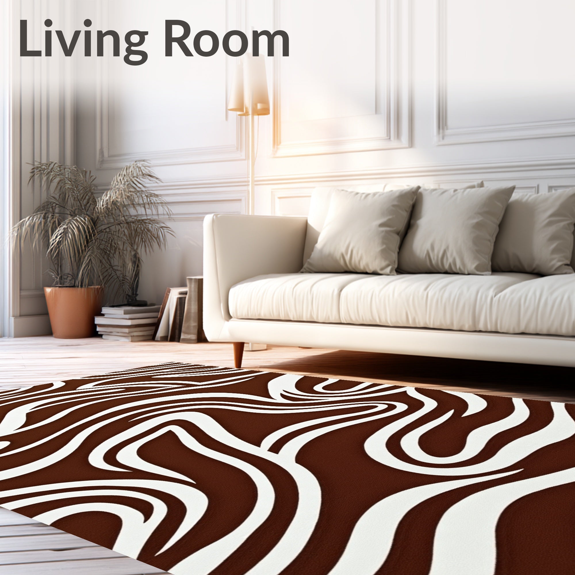 Bold Brown White Equine Swirl Rug
