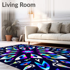 Vibrant Electric Starburst Mandala Rug