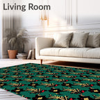 Emerald Green Tropical Floral Arrangement Rug