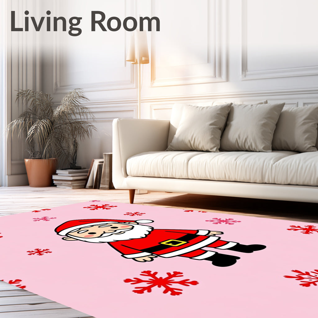 Pink Snowflake Santa Claus Rug