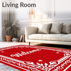 Red White Floral Medallion Welcome Rug