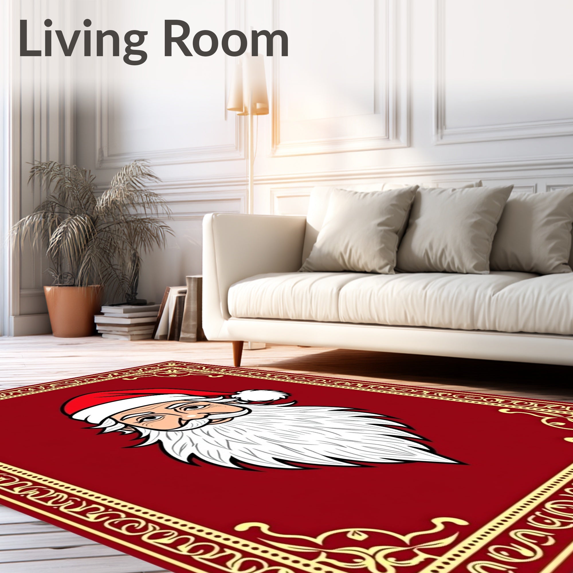 Festive Red Santa Claus Portrait Rug