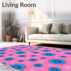 Vibrant Blue Flower Carousel Rug