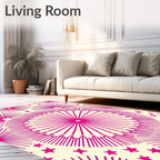 Hot Pink Starburst Circle Scatter Rug