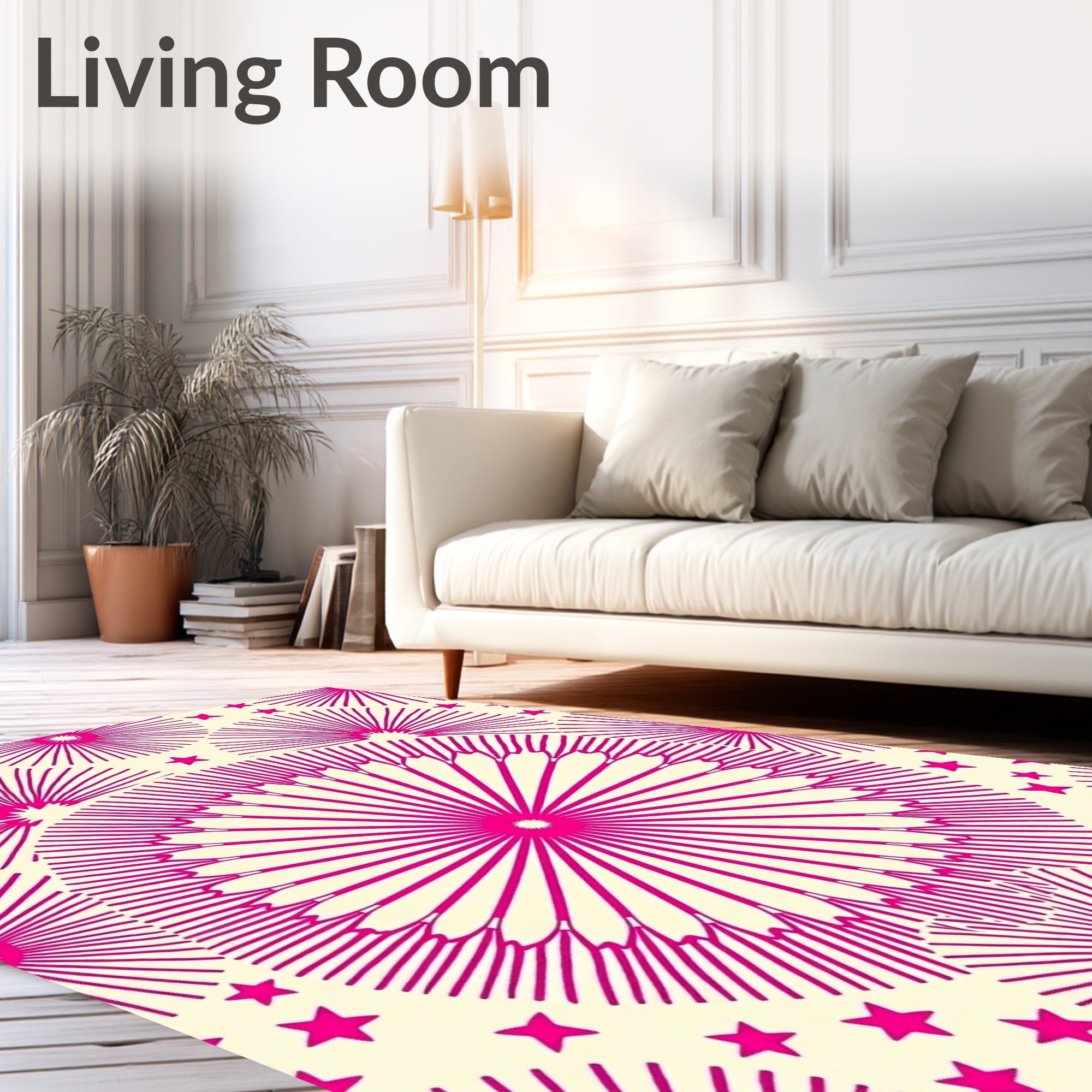 Hot Pink Starburst Circle Scatter Rug