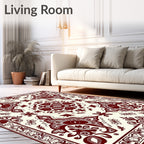 Crimson Medallion Floral Border Rug