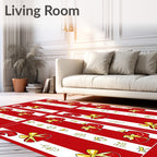 Red White Gold Gift Stripe Rug