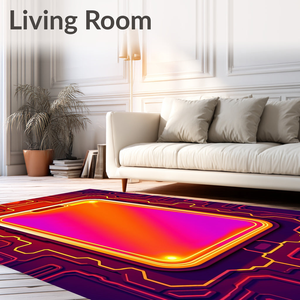 Cybernetic Gradient Neon Border Rug