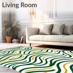 Emerald Gold Flowing Lines Rug
