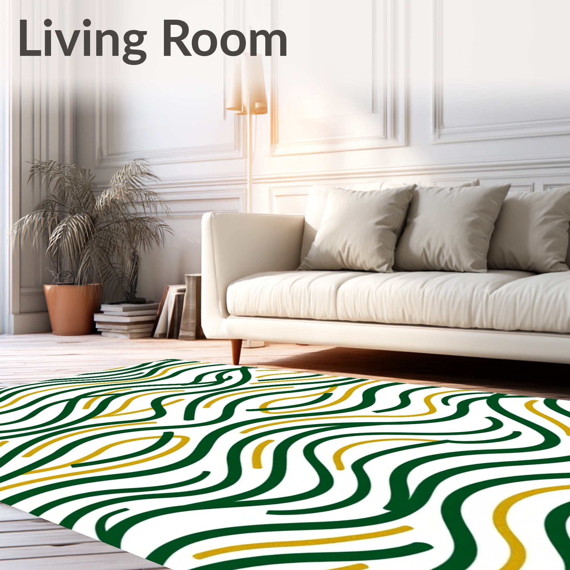Emerald Gold Flowing Lines Rug