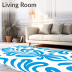 Bright Blue Floral Swirls Rug