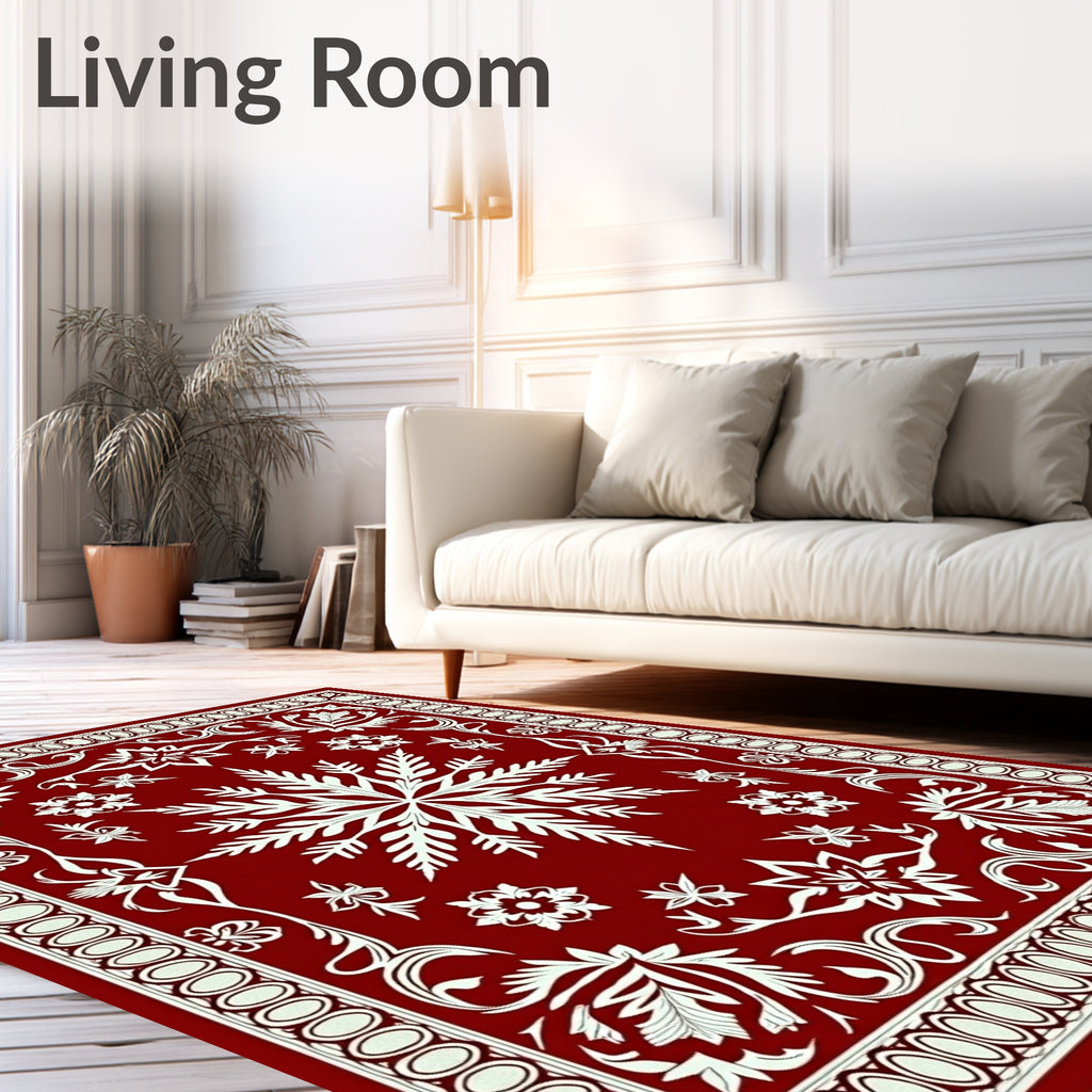 Crimson Ornate Floral Medallion Rug