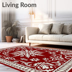 Crimson Ornate Floral Medallion Rug