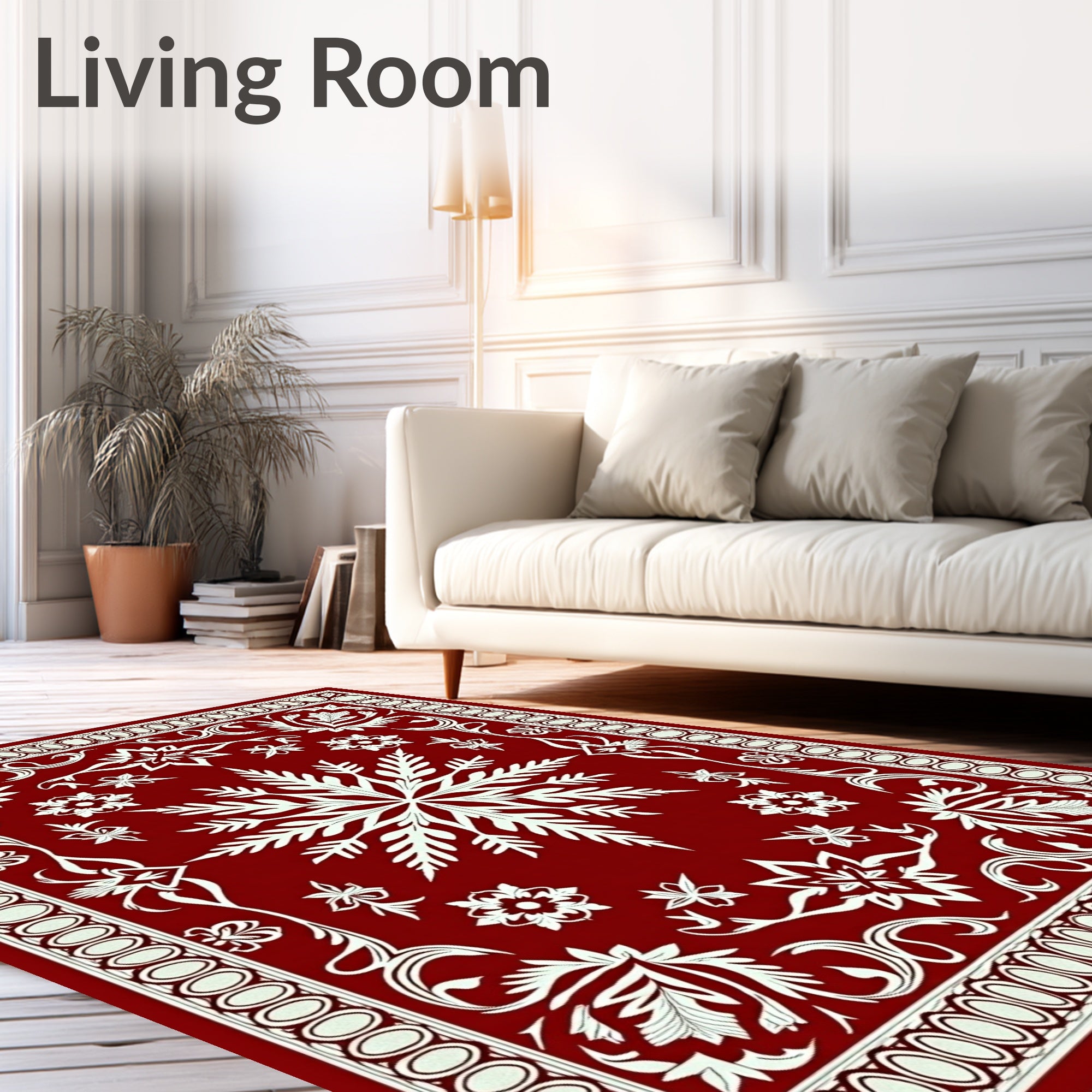 Crimson Ornate Floral Medallion Rug