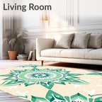 Serene Green Floral Medallion Rug